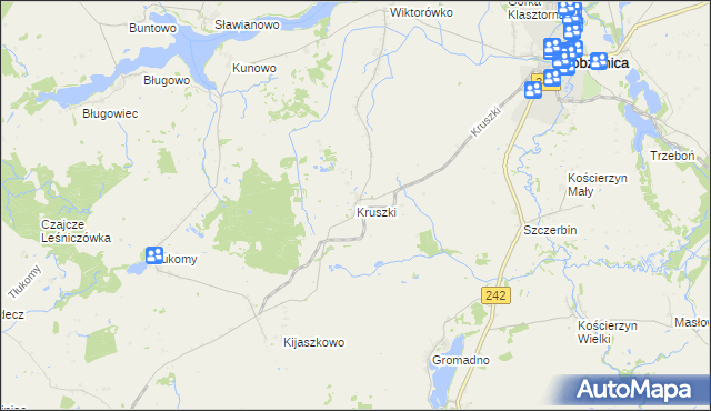 mapa Kruszki gmina Łobżenica, Kruszki gmina Łobżenica na mapie Targeo