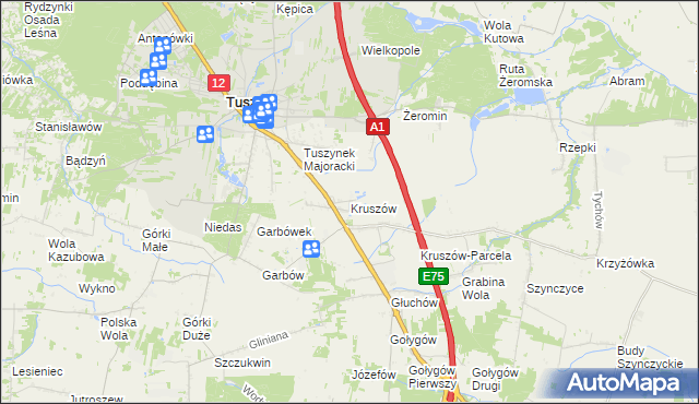 mapa Kruszów, Kruszów na mapie Targeo