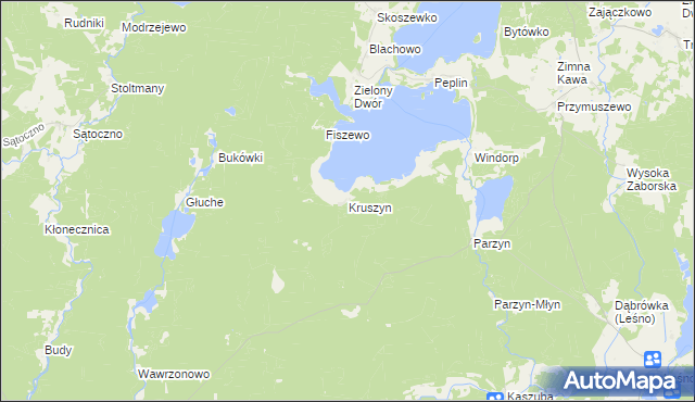 mapa Kruszyn gmina Brusy, Kruszyn gmina Brusy na mapie Targeo