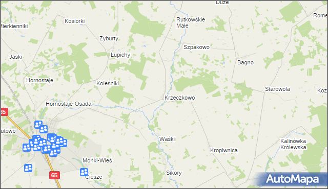 mapa Krzeczkowo gmina Mońki, Krzeczkowo gmina Mońki na mapie Targeo