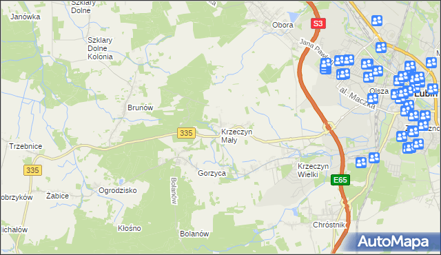 mapa Krzeczyn Mały, Krzeczyn Mały na mapie Targeo