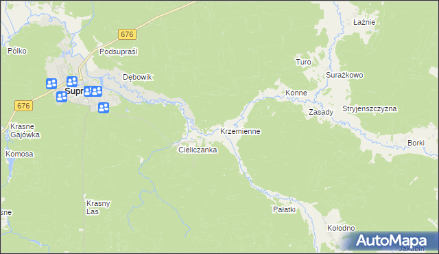 mapa Krzemienne, Krzemienne na mapie Targeo