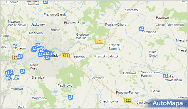 mapa Krzyczki-Żabiczki, Krzyczki-Żabiczki na mapie Targeo