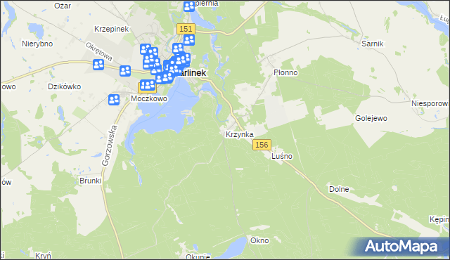 mapa Krzynka gmina Barlinek, Krzynka gmina Barlinek na mapie Targeo