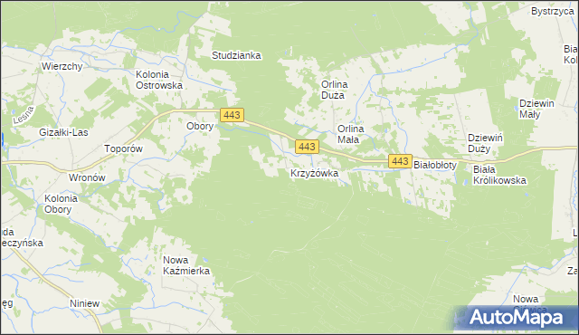 mapa Krzyżówka gmina Gizałki, Krzyżówka gmina Gizałki na mapie Targeo