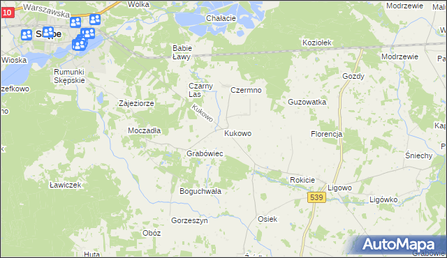 mapa Kukowo gmina Skępe, Kukowo gmina Skępe na mapie Targeo