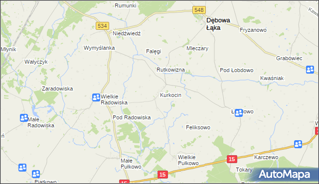 mapa Kurkocin, Kurkocin na mapie Targeo