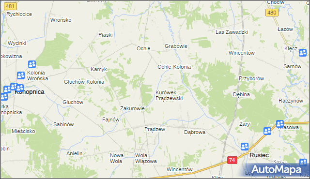 mapa Kurówek Prądzewski, Kurówek Prądzewski na mapie Targeo