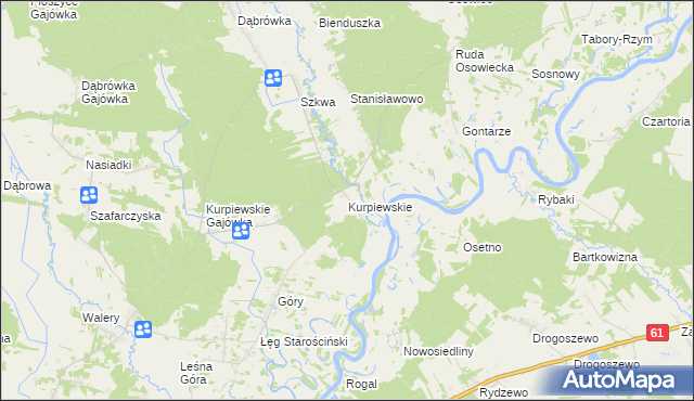 mapa Kurpiewskie, Kurpiewskie na mapie Targeo