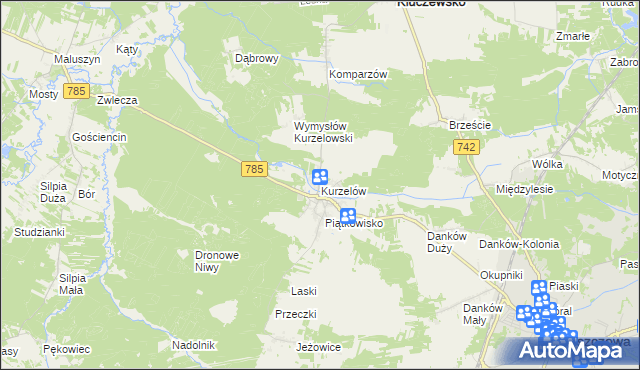 mapa Kurzelów, Kurzelów na mapie Targeo