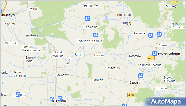 mapa Kuszyn, Kuszyn na mapie Targeo