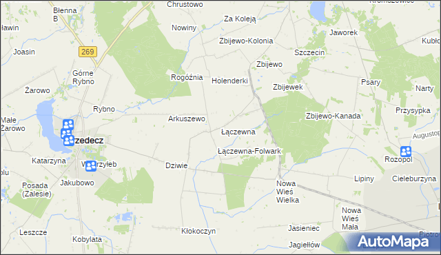 mapa Łączewna gmina Przedecz, Łączewna gmina Przedecz na mapie Targeo