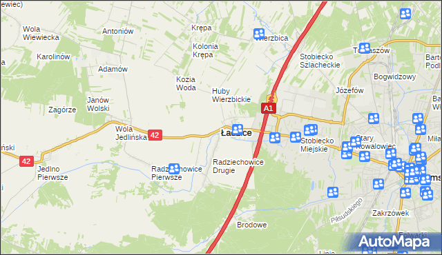 mapa Ładzice, Ładzice na mapie Targeo