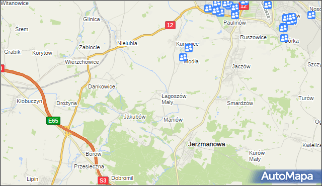 mapa Łagoszów Mały, Łagoszów Mały na mapie Targeo