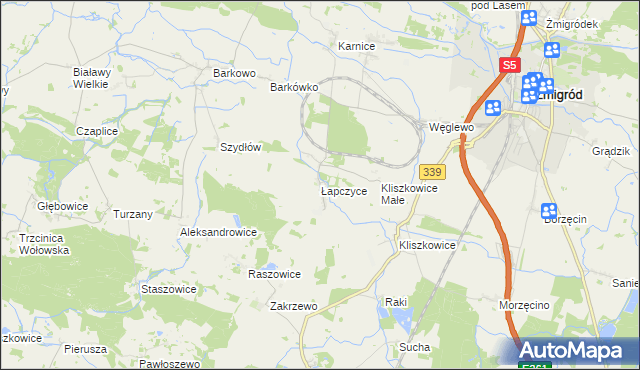 mapa Łapczyce, Łapczyce na mapie Targeo