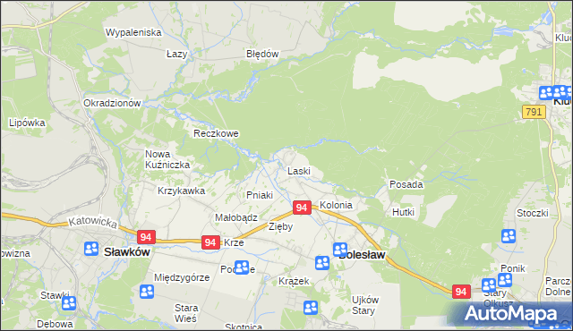 mapa Laski gmina Bolesław, Laski gmina Bolesław na mapie Targeo