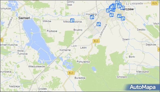 mapa Laski gmina Parczew, Laski gmina Parczew na mapie Targeo