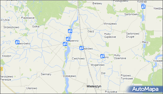 mapa Laskowo gmina Janowiec Wielkopolski, Laskowo gmina Janowiec Wielkopolski na mapie Targeo