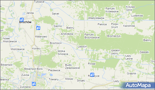 mapa Lasocin gmina Brochów, Lasocin gmina Brochów na mapie Targeo