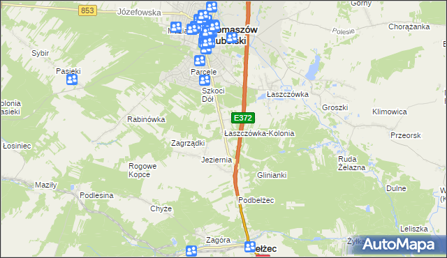 mapa Łaszczówka-Kolonia, Łaszczówka-Kolonia na mapie Targeo