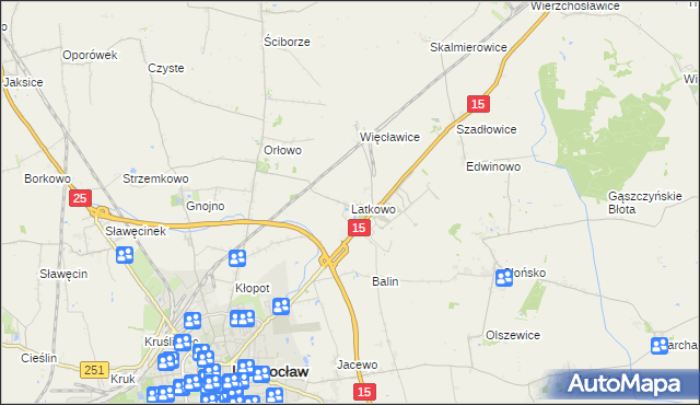 mapa Latkowo gmina Inowrocław, Latkowo gmina Inowrocław na mapie Targeo