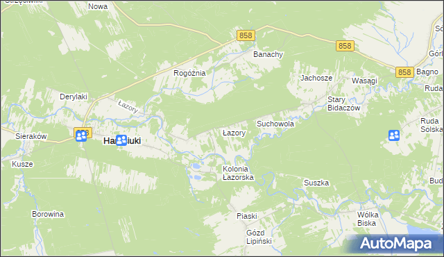 mapa Łazory, Łazory na mapie Targeo