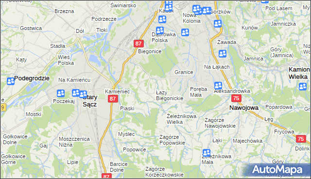 mapa Łazy Biegonickie, Łazy Biegonickie na mapie Targeo