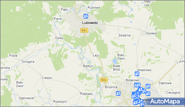 mapa Łazy gmina Lubowidz, Łazy gmina Lubowidz na mapie Targeo