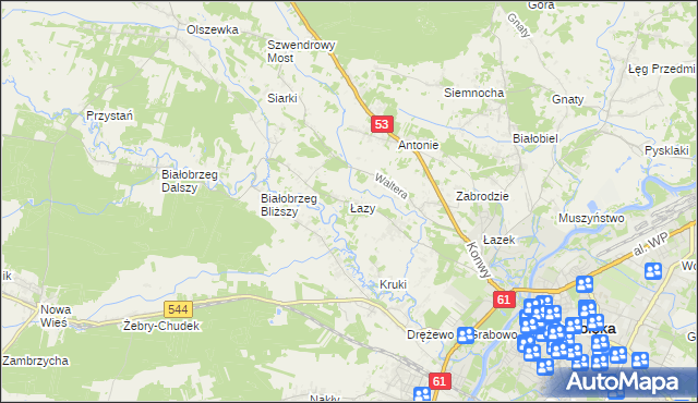 mapa Łazy gmina Olszewo-Borki, Łazy gmina Olszewo-Borki na mapie Targeo