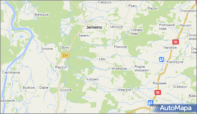 mapa Łazy gmina Wińsko, Łazy gmina Wińsko na mapie Targeo