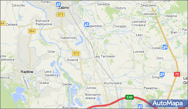 mapa Łęg Tarnowski, Łęg Tarnowski na mapie Targeo