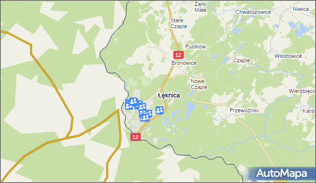 mapa Łęknica powiat żarski, Łęknica powiat żarski na mapie Targeo