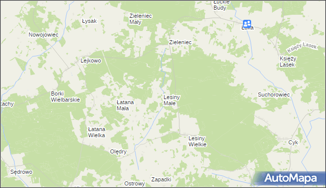mapa Lesiny Małe, Lesiny Małe na mapie Targeo