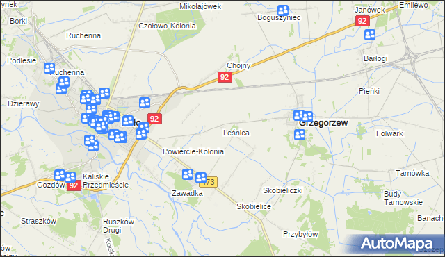 mapa Leśnica gmina Koło, Leśnica gmina Koło na mapie Targeo