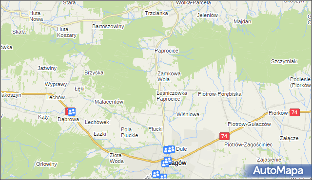 mapa Leśniczówka Paprocice, Leśniczówka Paprocice na mapie Targeo