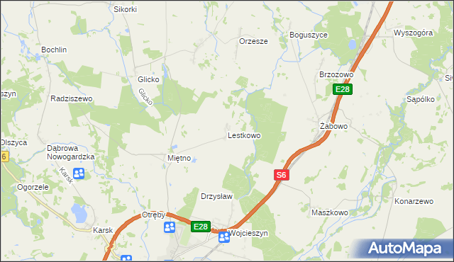 mapa Lestkowo, Lestkowo na mapie Targeo