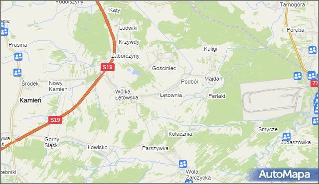 mapa Łętownia gmina Nowa Sarzyna, Łętownia gmina Nowa Sarzyna na mapie Targeo