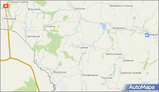 mapa Lewice gmina Branice, Lewice gmina Branice na mapie Targeo