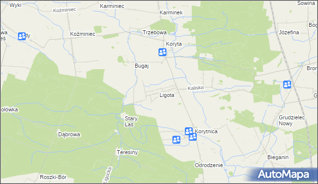 mapa Ligota gmina Raszków, Ligota gmina Raszków na mapie Targeo