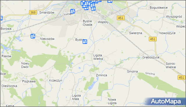 mapa Ligota Wielka gmina Oleśnica, Ligota Wielka gmina Oleśnica na mapie Targeo