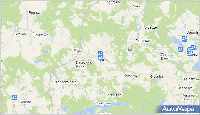 mapa Linia powiat wejherowski, Linia powiat wejherowski na mapie Targeo