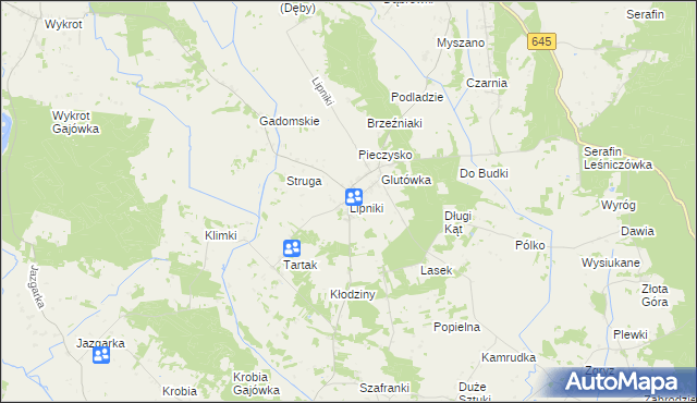 mapa Lipniki gmina Łyse, Lipniki gmina Łyse na mapie Targeo