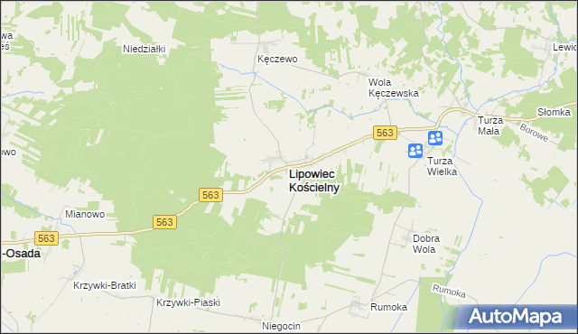 mapa Lipowiec Kościelny, Lipowiec Kościelny na mapie Targeo