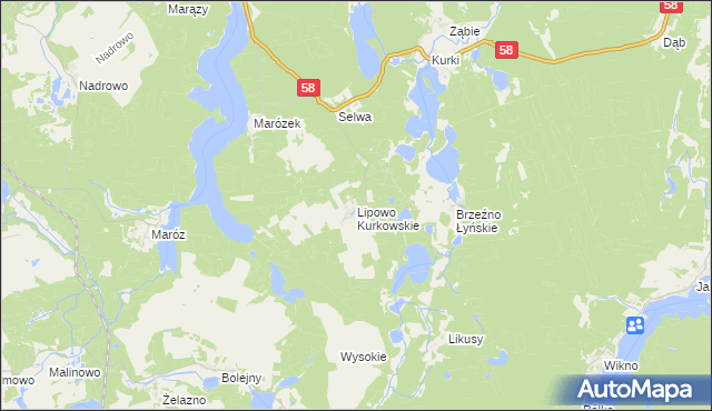 mapa Lipowo Kurkowskie, Lipowo Kurkowskie na mapie Targeo