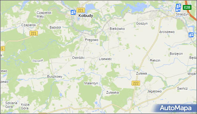 mapa Lisewiec, Lisewiec na mapie Targeo