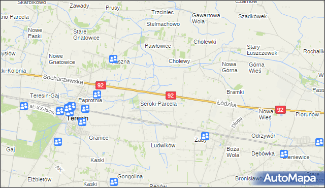 mapa Lisice gmina Teresin, Lisice gmina Teresin na mapie Targeo