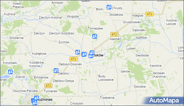 mapa Lisków, Lisków na mapie Targeo