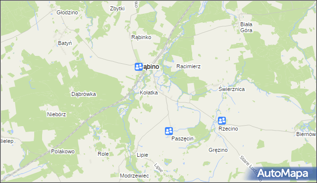 mapa Liskowo gmina Rąbino, Liskowo gmina Rąbino na mapie Targeo