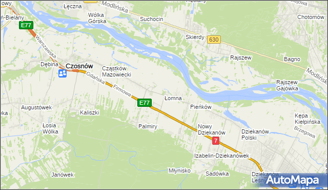 mapa Łomna gmina Czosnów, Łomna gmina Czosnów na mapie Targeo