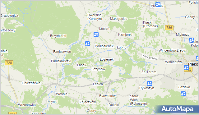 mapa Łosienek, Łosienek na mapie Targeo